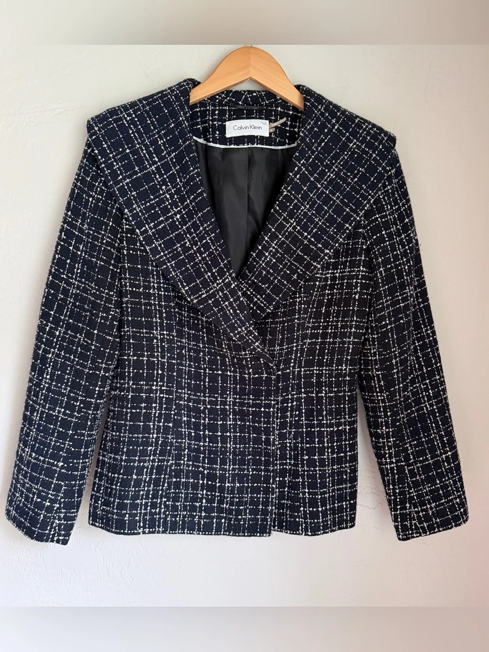 Calvin Klein Women's Black & White‎ Tweed Jacket Size 6